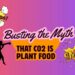 A graphic that states, "Busting the Myth That CO2 is Plant Food". It shows a boxer and the words "smack" and "kaboom".